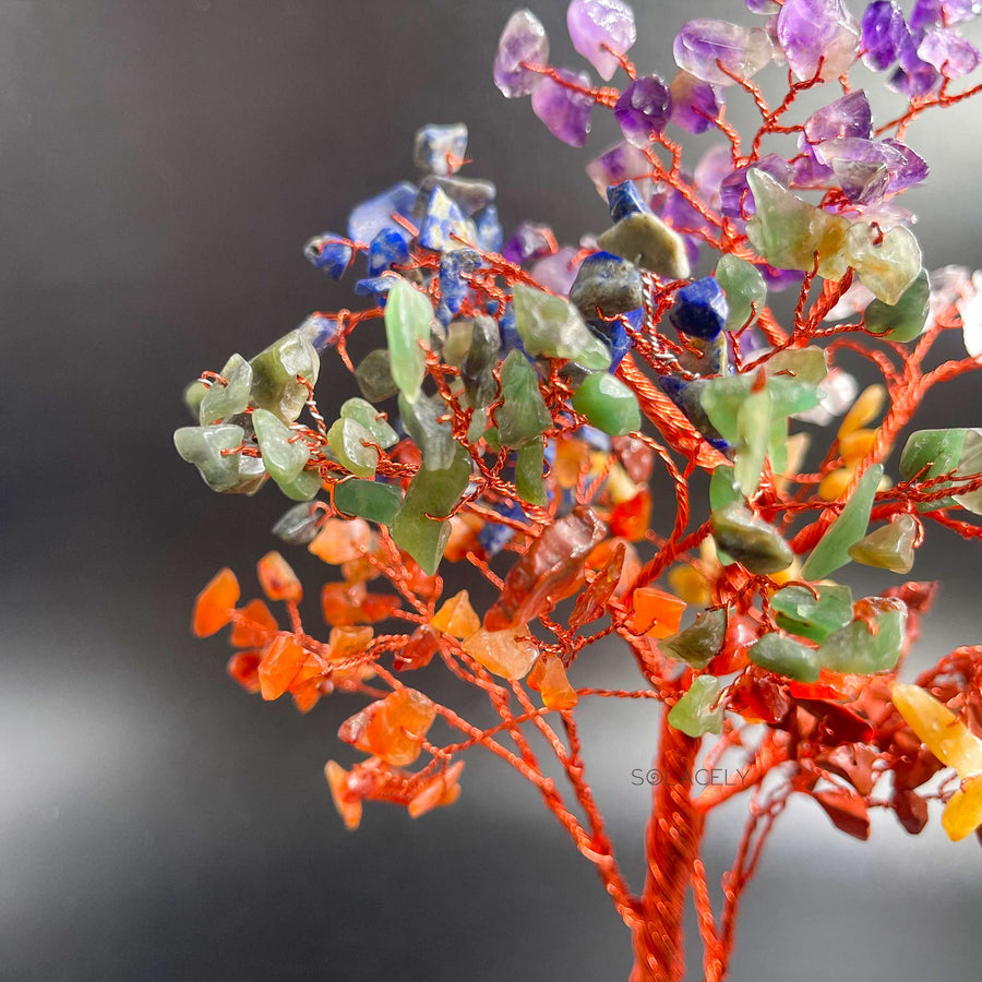 Seven chakra crystal tree