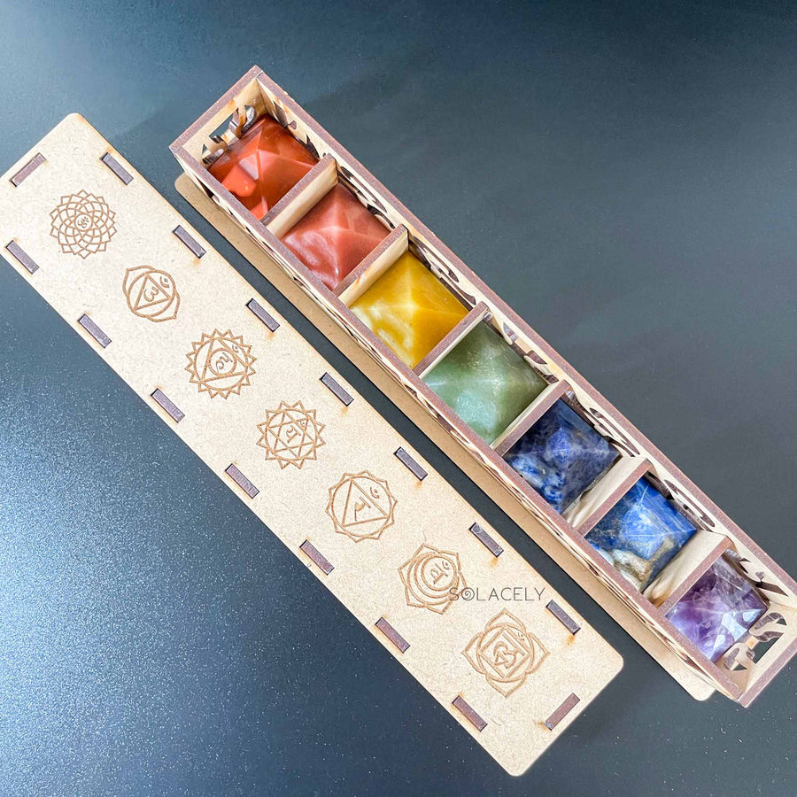Seven Chakra Mini Crystal Pyramids