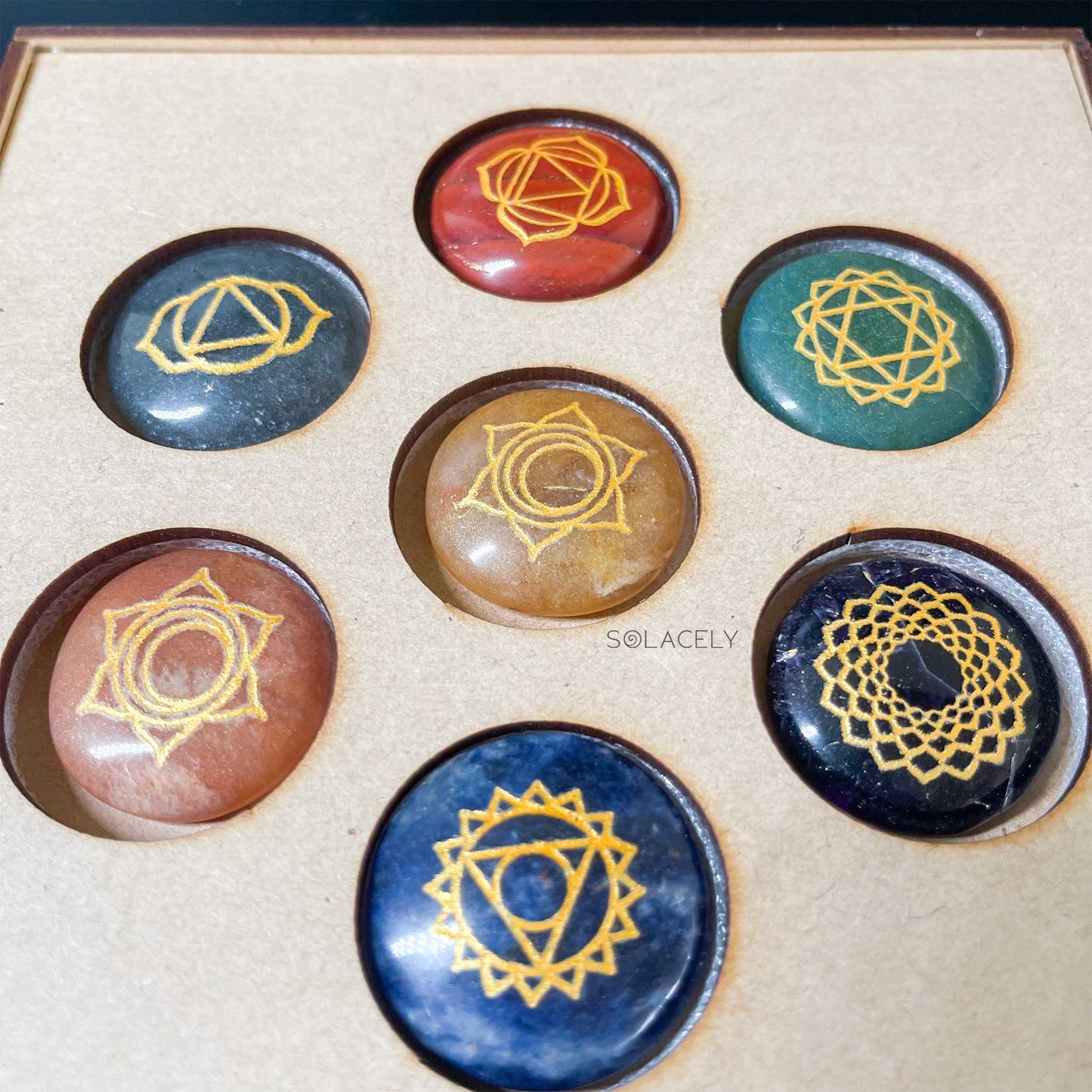 Seven Chakra stone coins set
