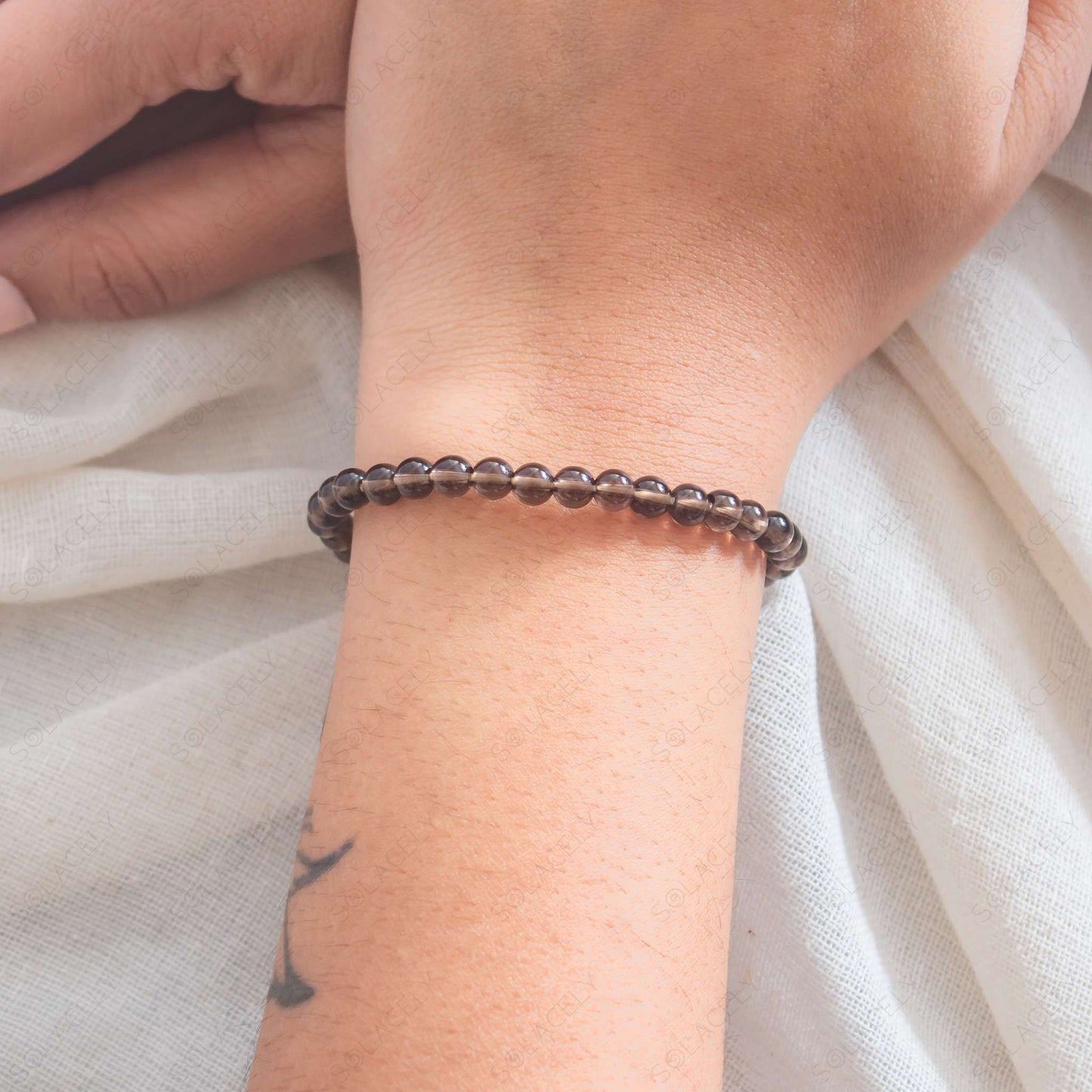 4 mm bead smoky quartz bracelet