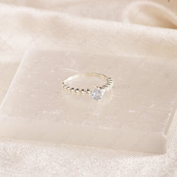 sterling silver faceted aquamarine ring