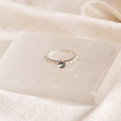 sterling silver faceted mystic topaz ring