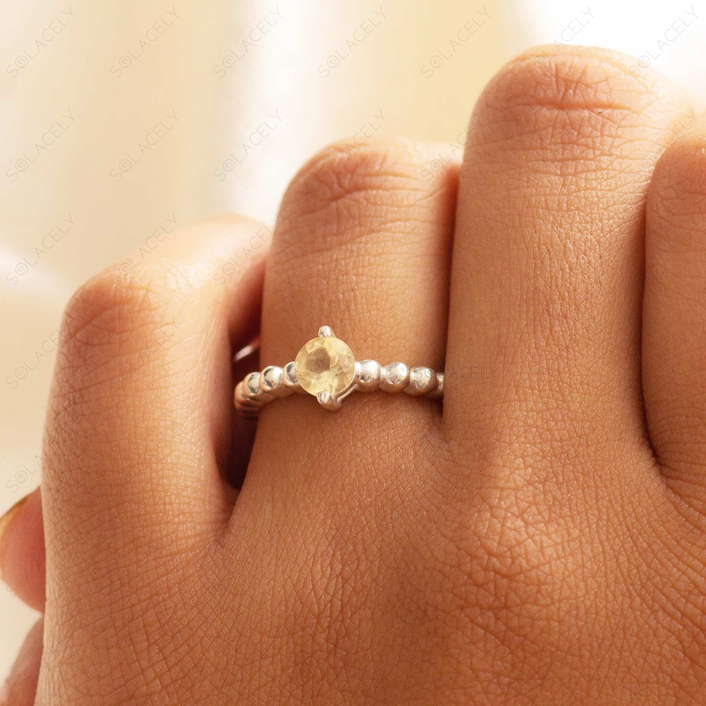 sterling silver ring faceted citrine