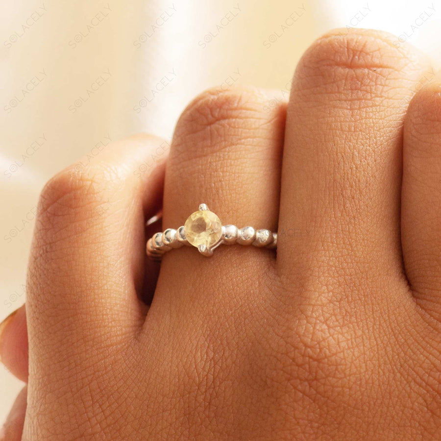 sterling silver ring faceted citrine
