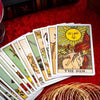 Tarot cards on red velvet