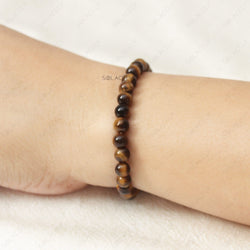 Tiger's Eye Crystal 6mm Beads Bracelet