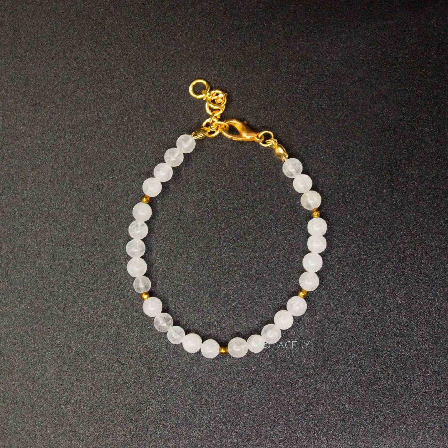 white quartz beaded bracelet hematite