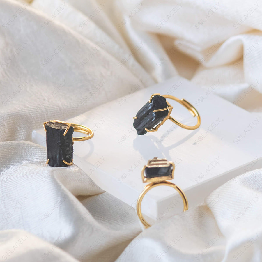 black tourmaline mens ring