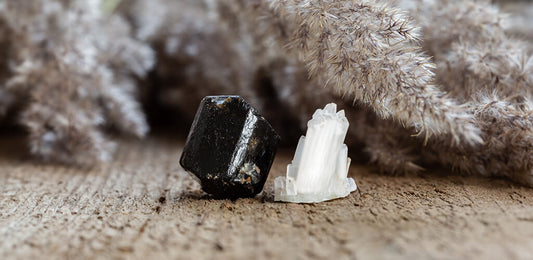 black tourmaline and selenite