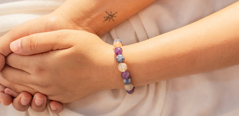 Amethyst, sodalite, and citrine