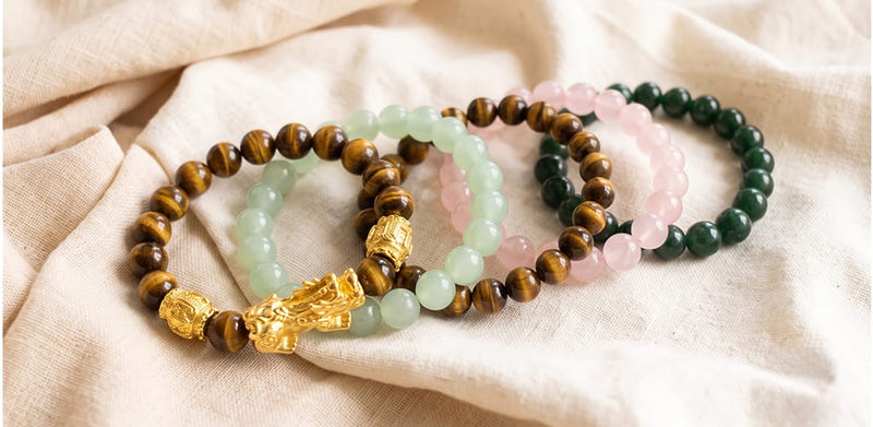 Pixiu bracelet with crystal jewellery stack