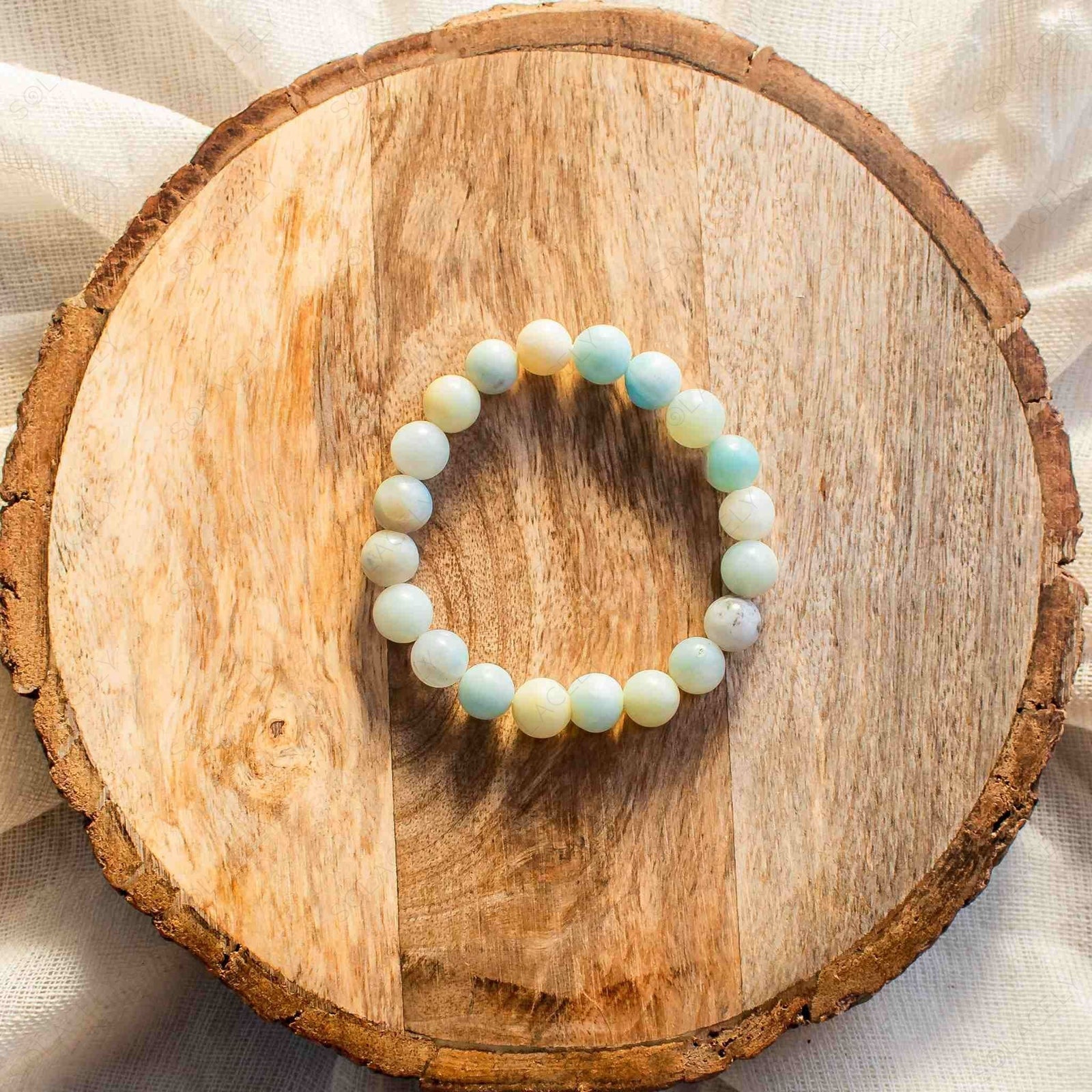 Amazonite crystal bracelet, soft blue-green 8mm beads