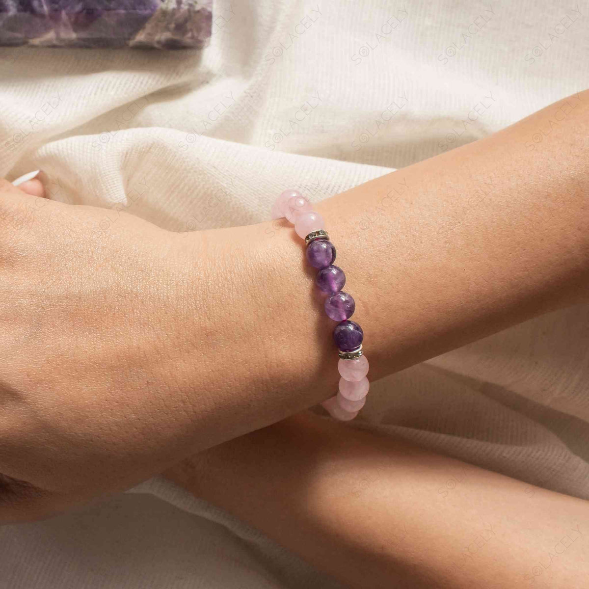 Amethyst bracelet, soft violet stretch fit