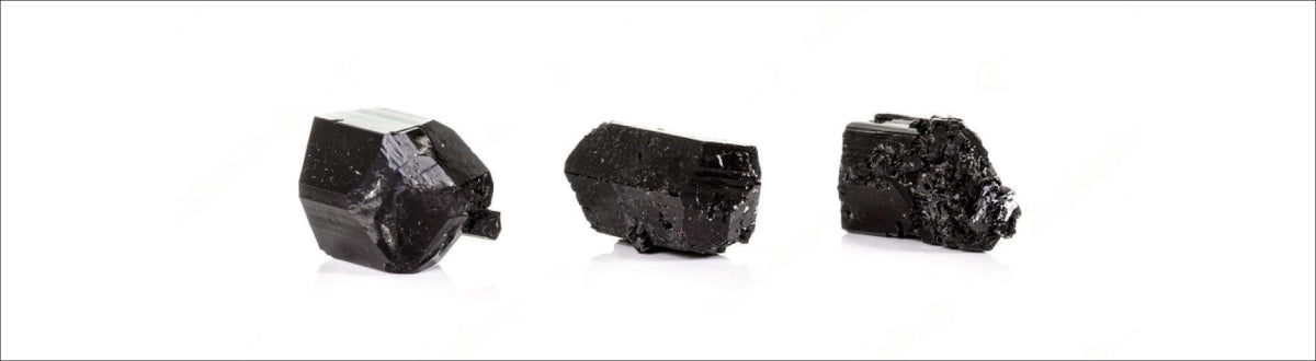 Black tourmaline crystals, the protection and grounding stone
