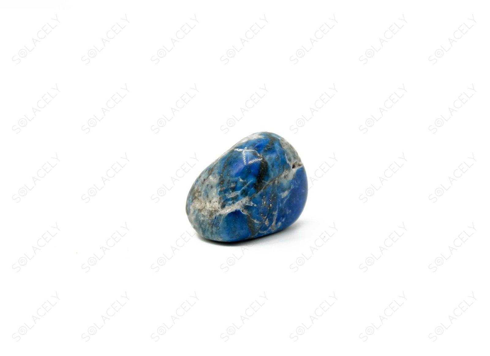 Deep blue lapis lazuli tumble stone with natural gold pyrite flecks