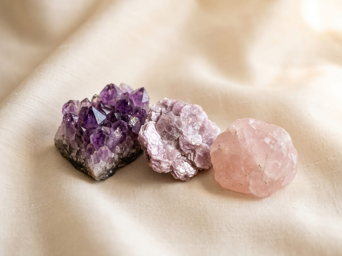 Lepidolite and rose quartz, the Solacely Support collection