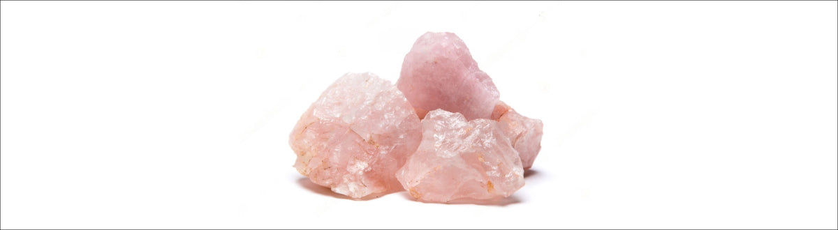 Rose quartz collection banner, soft milky pink stones
