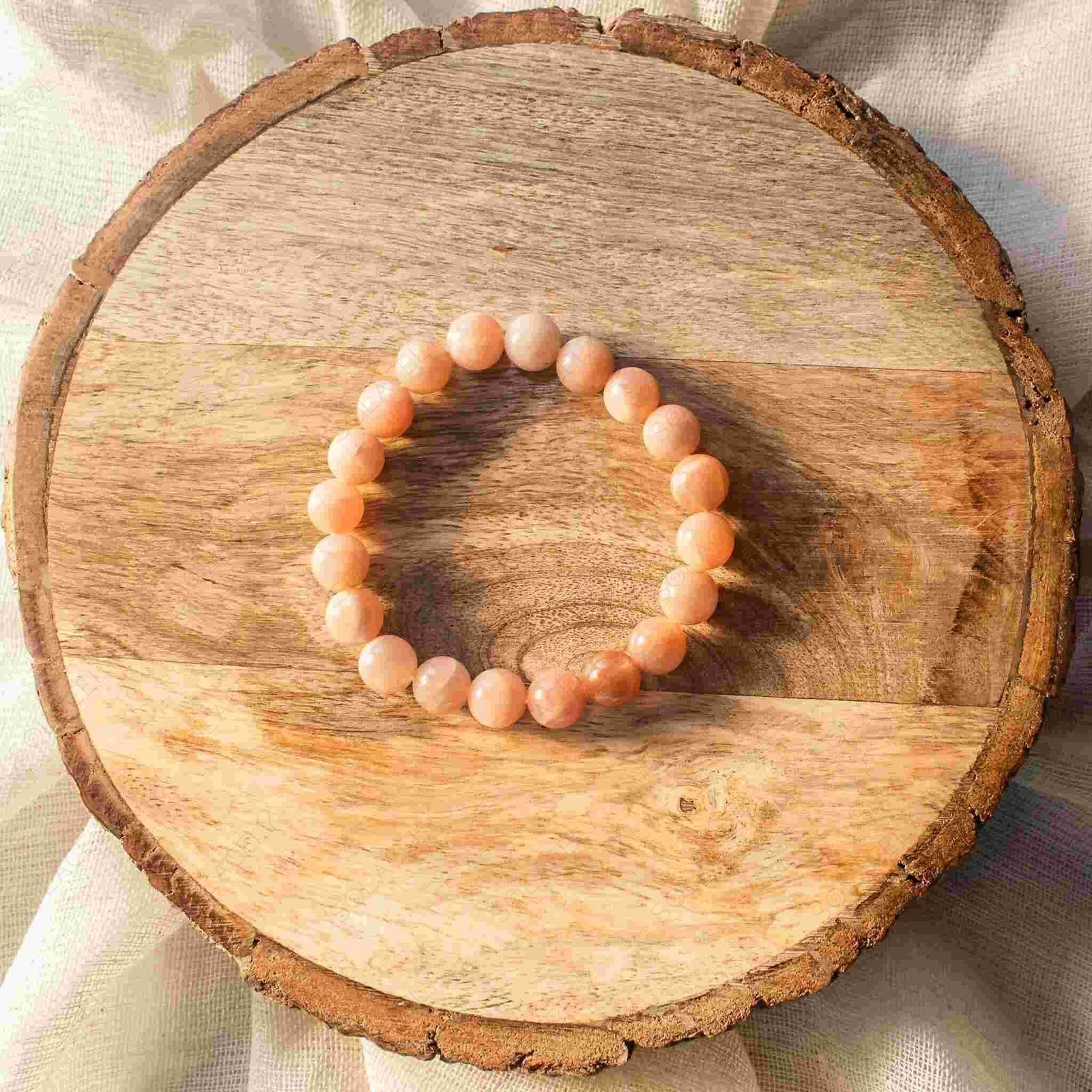 Sunstone crystal bracelet, warm orange 8mm beads