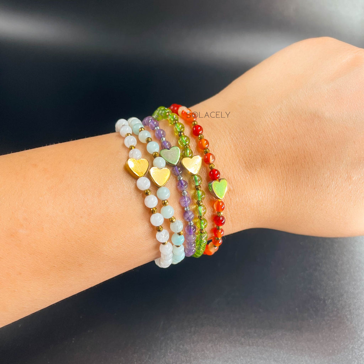 4mm crystal bracelet heart charm
