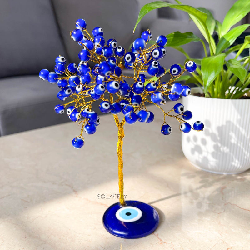 Evil Eye Crystal Tree with Evil Eye Base
