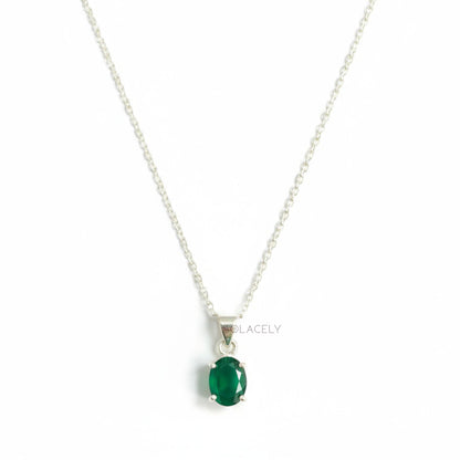 Green Onyx Sterling Silver Necklace