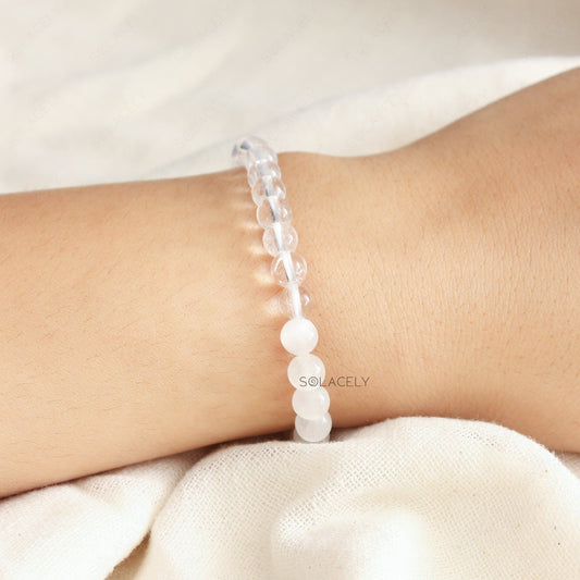 Selenite With Quartz Beads bracelet