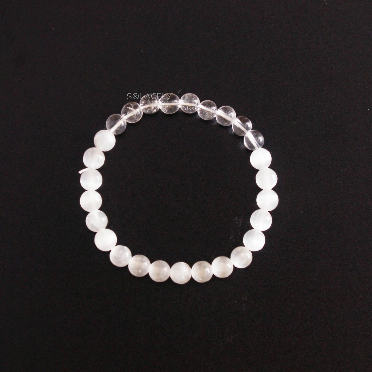 Selenite And Clear Quartz Bracelet - 6mm Beads