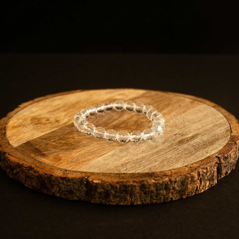Clear Quartz Faceted 8mm Bead Bracelet