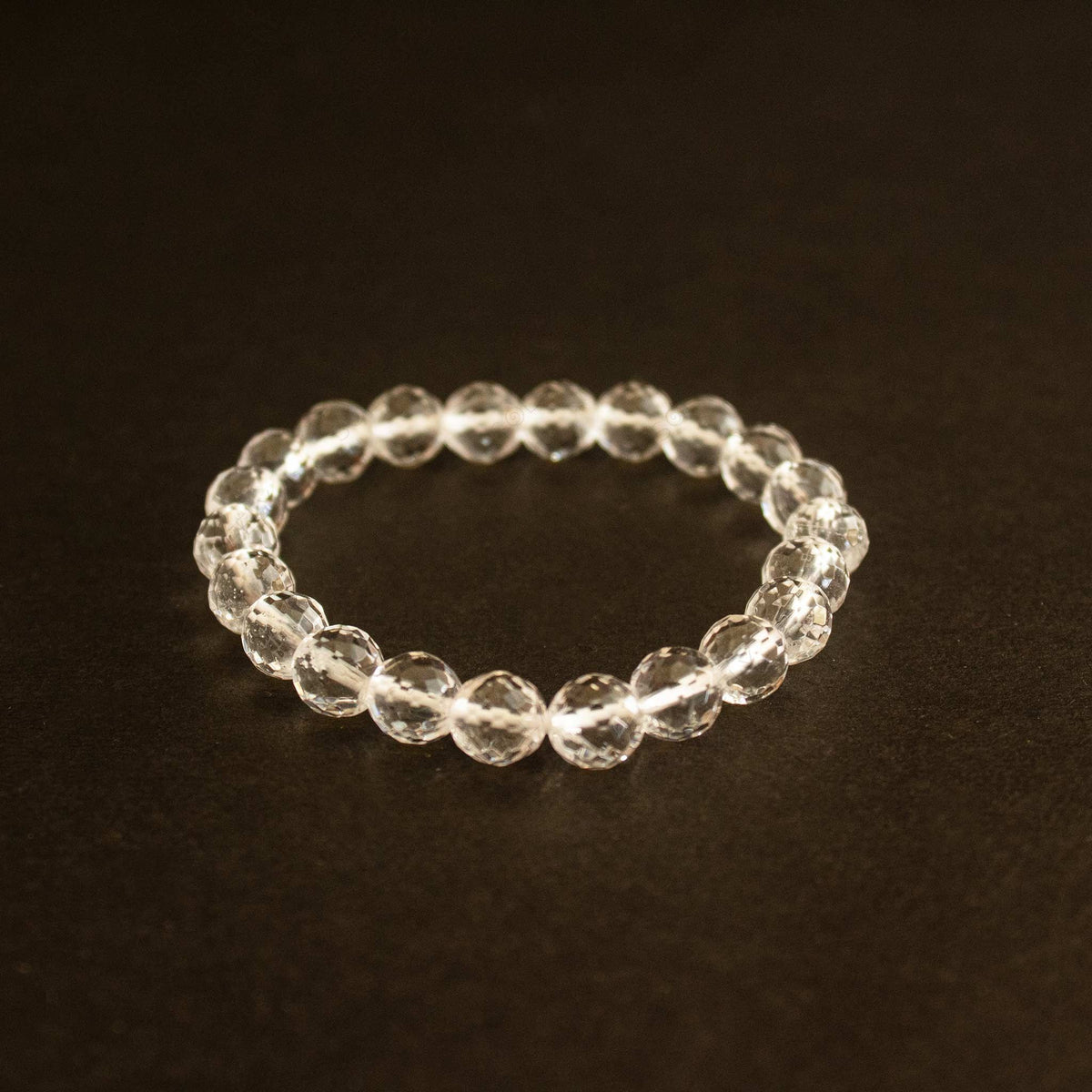 Clear Quartz Faceted 8mm Bead Bracelet