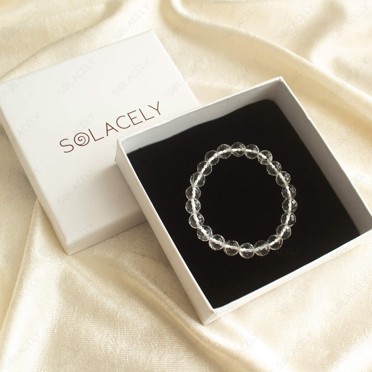 Clear Quartz Faceted 8mm Bead Bracelet