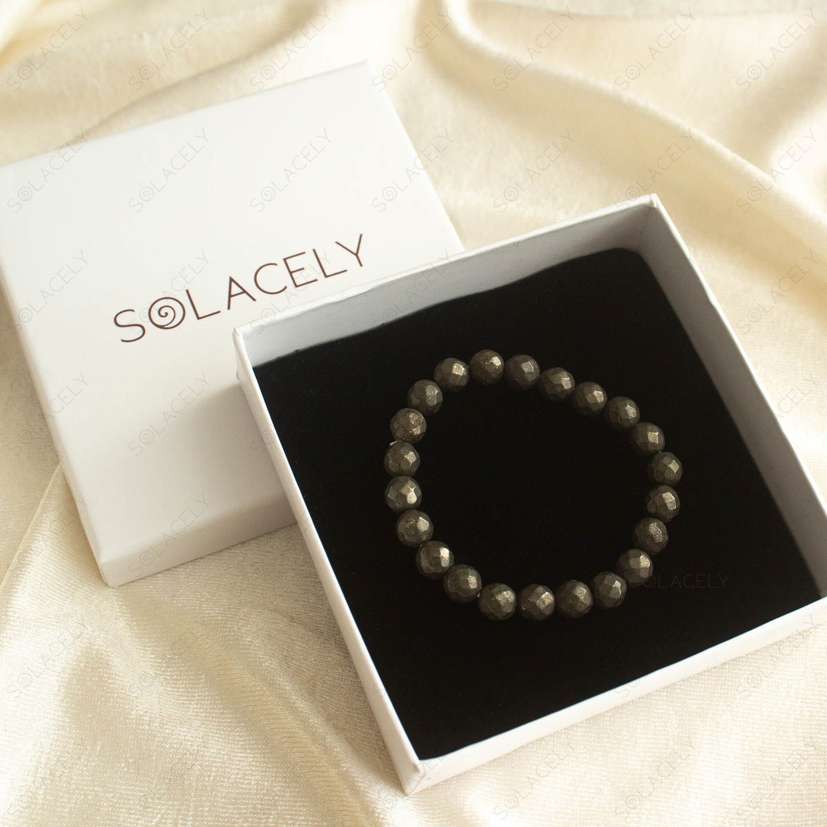 Pyrite Faceted 8mm Bead Bracelet