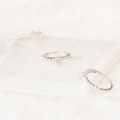 Faceted Moonstone Sterling Silver Ring