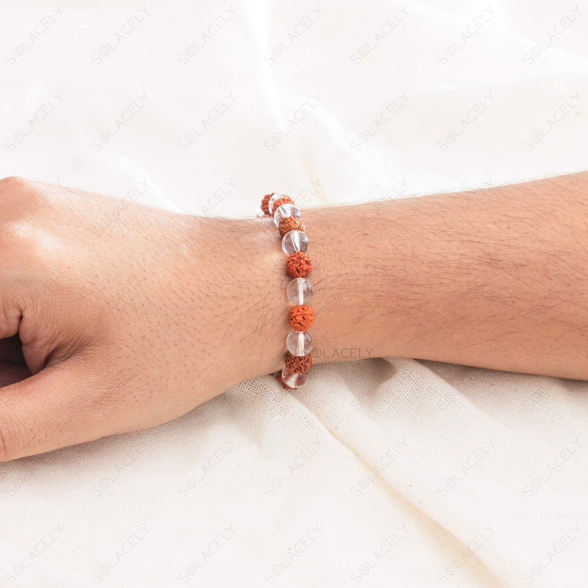Rudraksha & Clear Quartz Bracelet