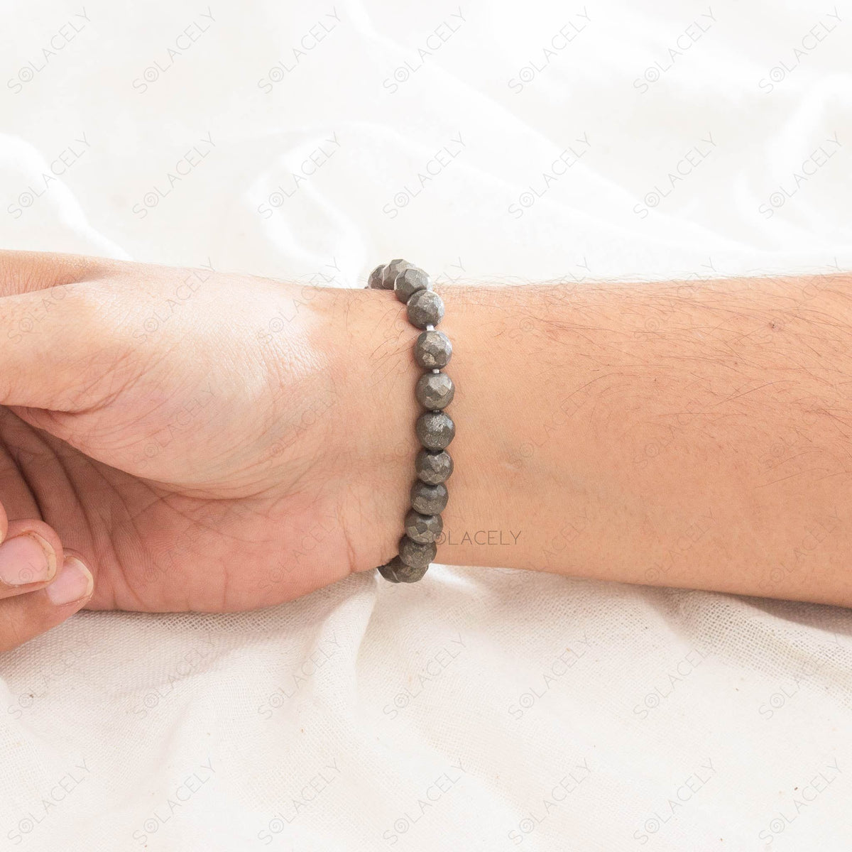 Pyrite Faceted 8mm Bead Bracelet