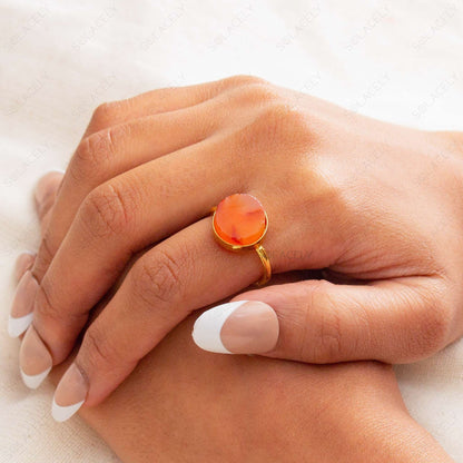 Raw Carnelian Ring - Round