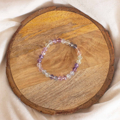 Rainbow Fluorite Faceted Bracelet - 8mm Beads
