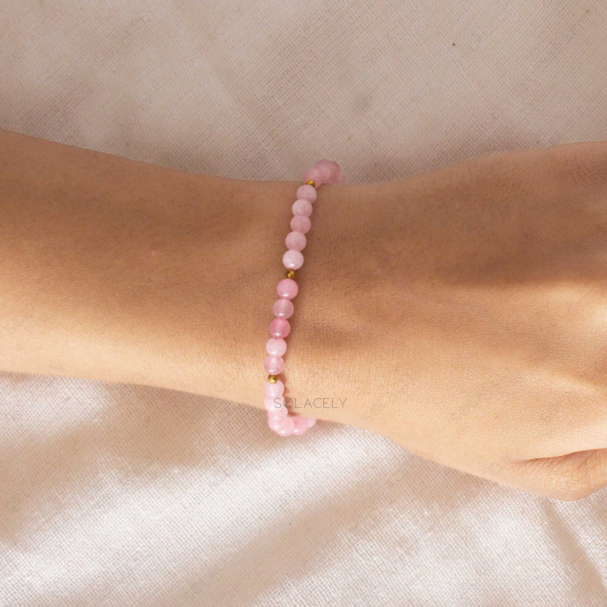 Rose Quartz Beaded Bracelet - Adjustable