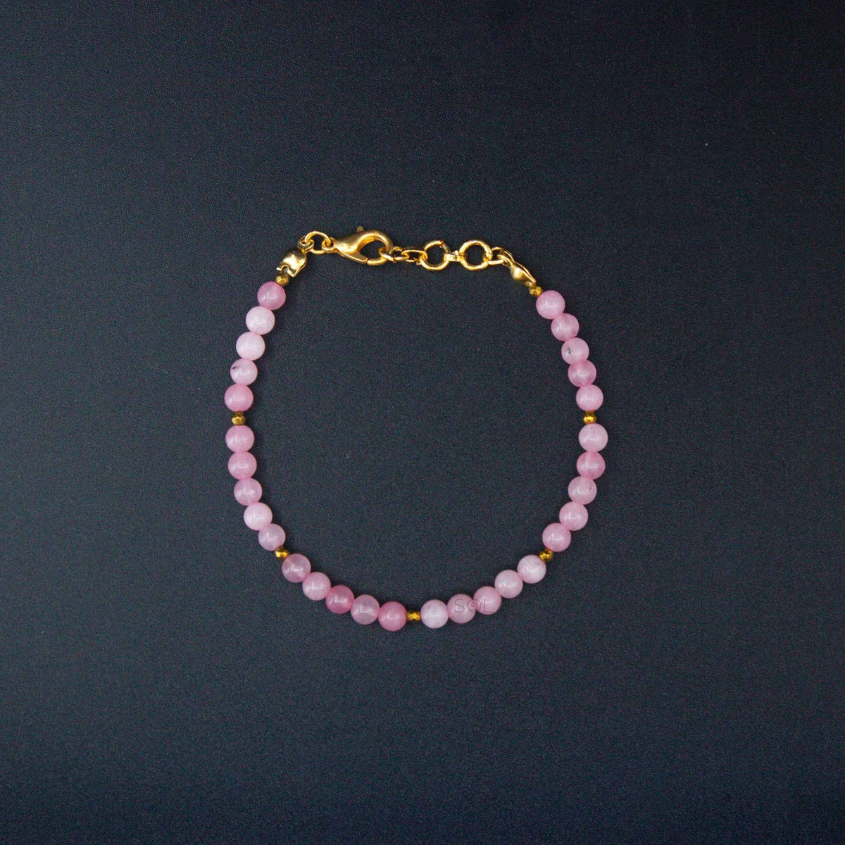 Rose Quartz Beaded Bracelet - Adjustable
