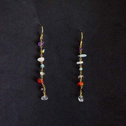 Seven Chakra Gold plated Earring