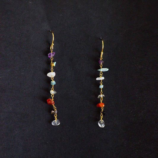 Seven Chakra Gold plated Earring