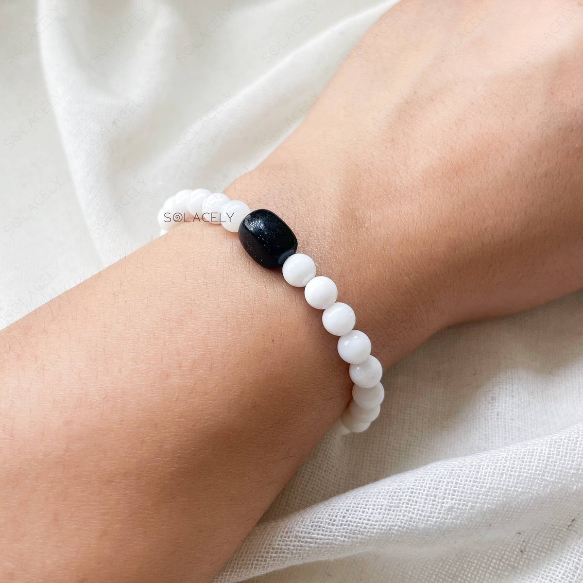 Mother of Pearl & Black Tourmaline Bracelet