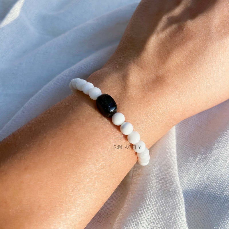 Mother of Pearl & Black Tourmaline Bracelet