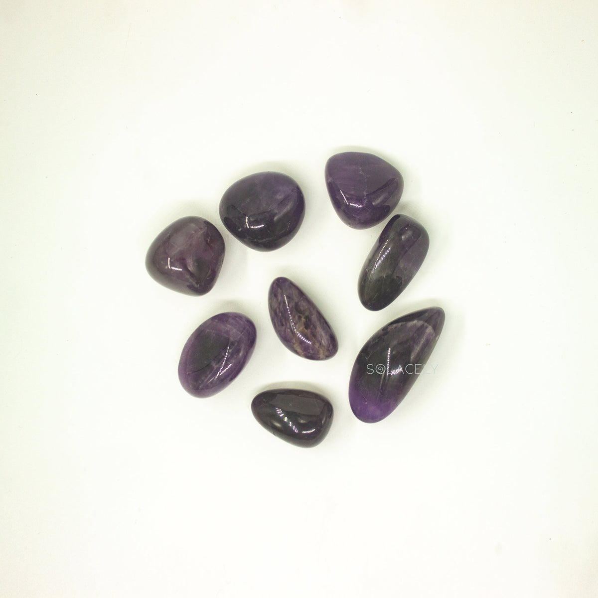 Polished amethyst tumble crystals