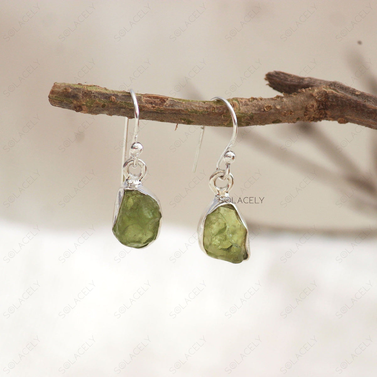 Raw Crystal Sterling Silver Drop Earrings