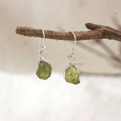 Raw Crystal Sterling Silver Drop Earrings