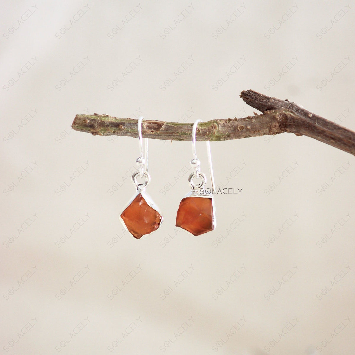 Raw Crystal Sterling Silver Drop Earrings