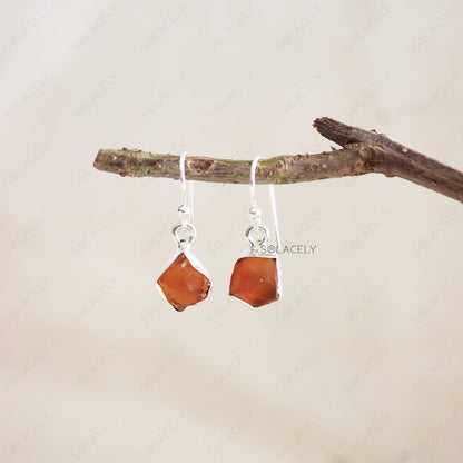 Raw Crystal Sterling Silver Drop Earrings