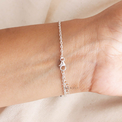 Sterling Silver Crystal Chip Adjustable Bracelet