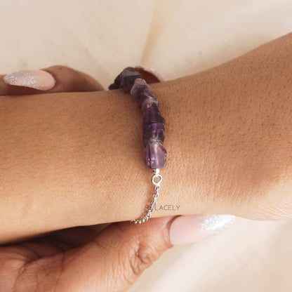 Sterling Silver Crystal Chip Adjustable Bracelet