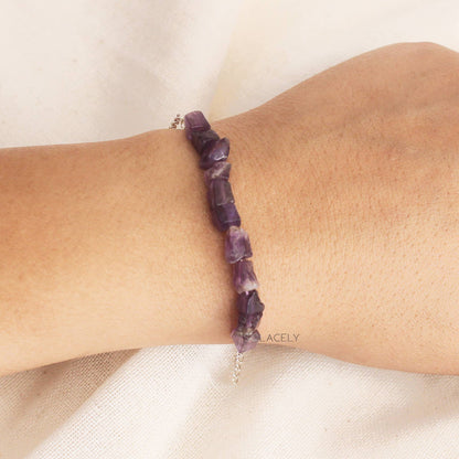 Sterling Silver Crystal Chip Adjustable Bracelet